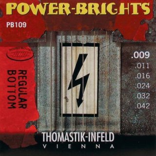 Thomastik-Power Brights PB109 REGULAR BOTTOM light  E-Gitarren Saiten brass plated .009-.042