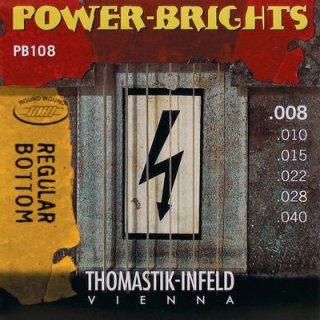 Thomastik-Power Brights PB108 REGULAR BOTTOM extra light  E-Gitarren Saiten brass plated .008-.040