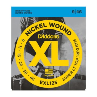 DAddario EXL125 Nickel Wound Super Light Top/Regular Bottom, 9-46
