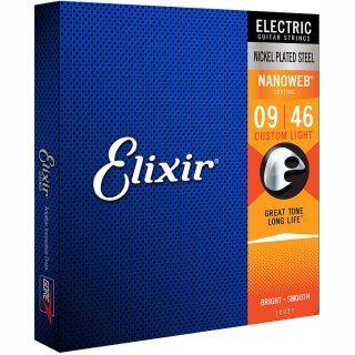 Elixir 12027 E-Gitarre Custom Light Nanoweb 009-046